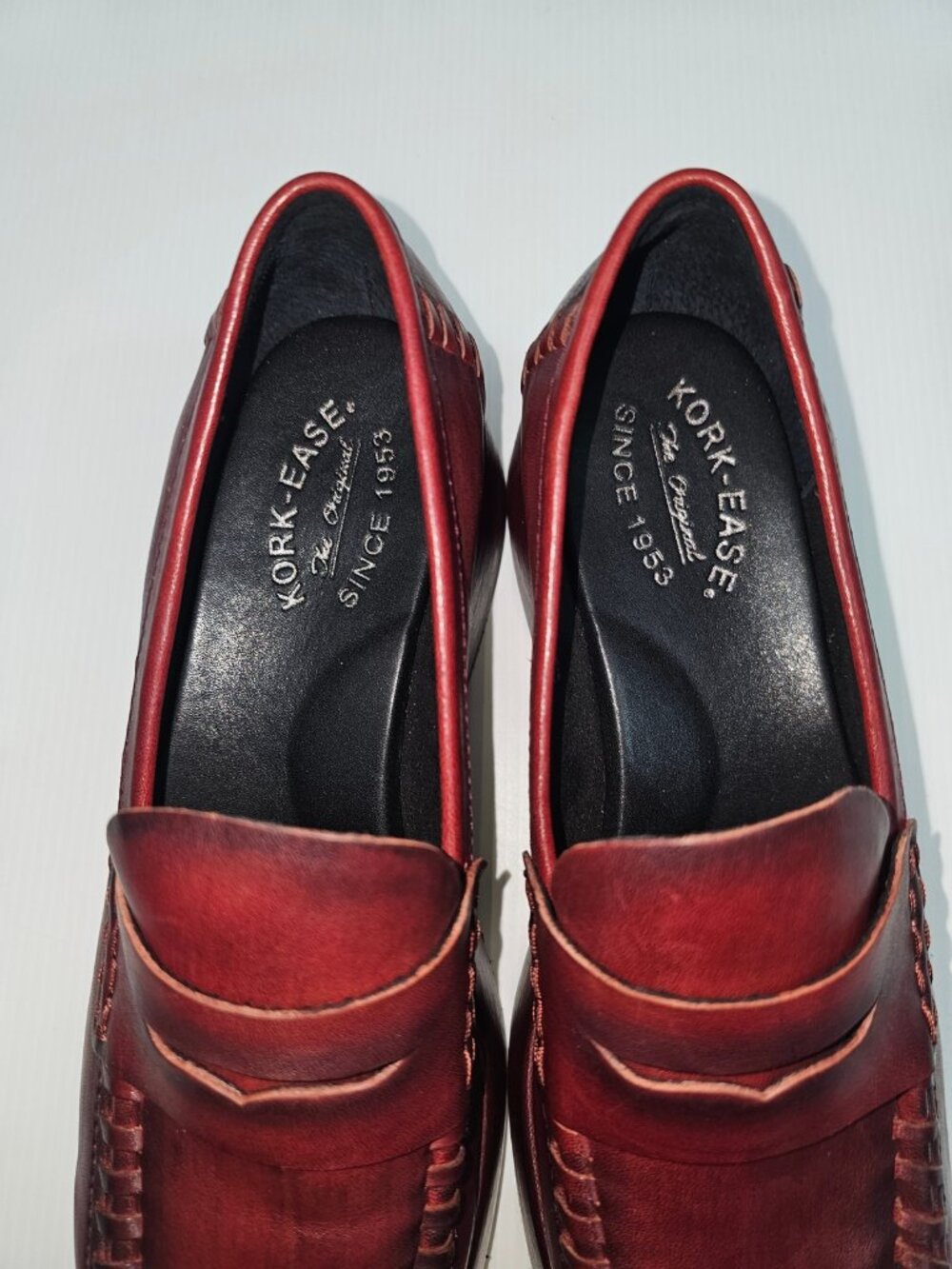 Kork Ease Pixie Platform Penny Loafer Womens 9 Dark Brick Red Leather Wedge NEW - Picture 8 of 14